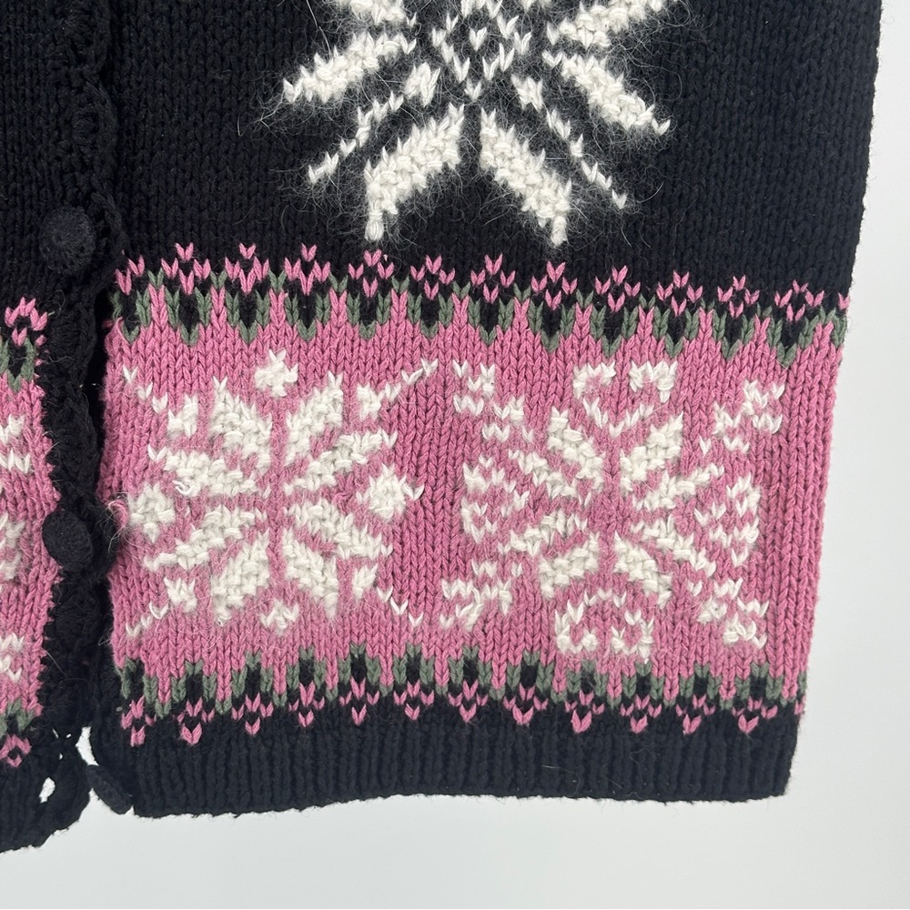 Black and Pink Women's Large Sweater Vest Cottagecore Grannycore Feminine Floral - Picture 6 of 7